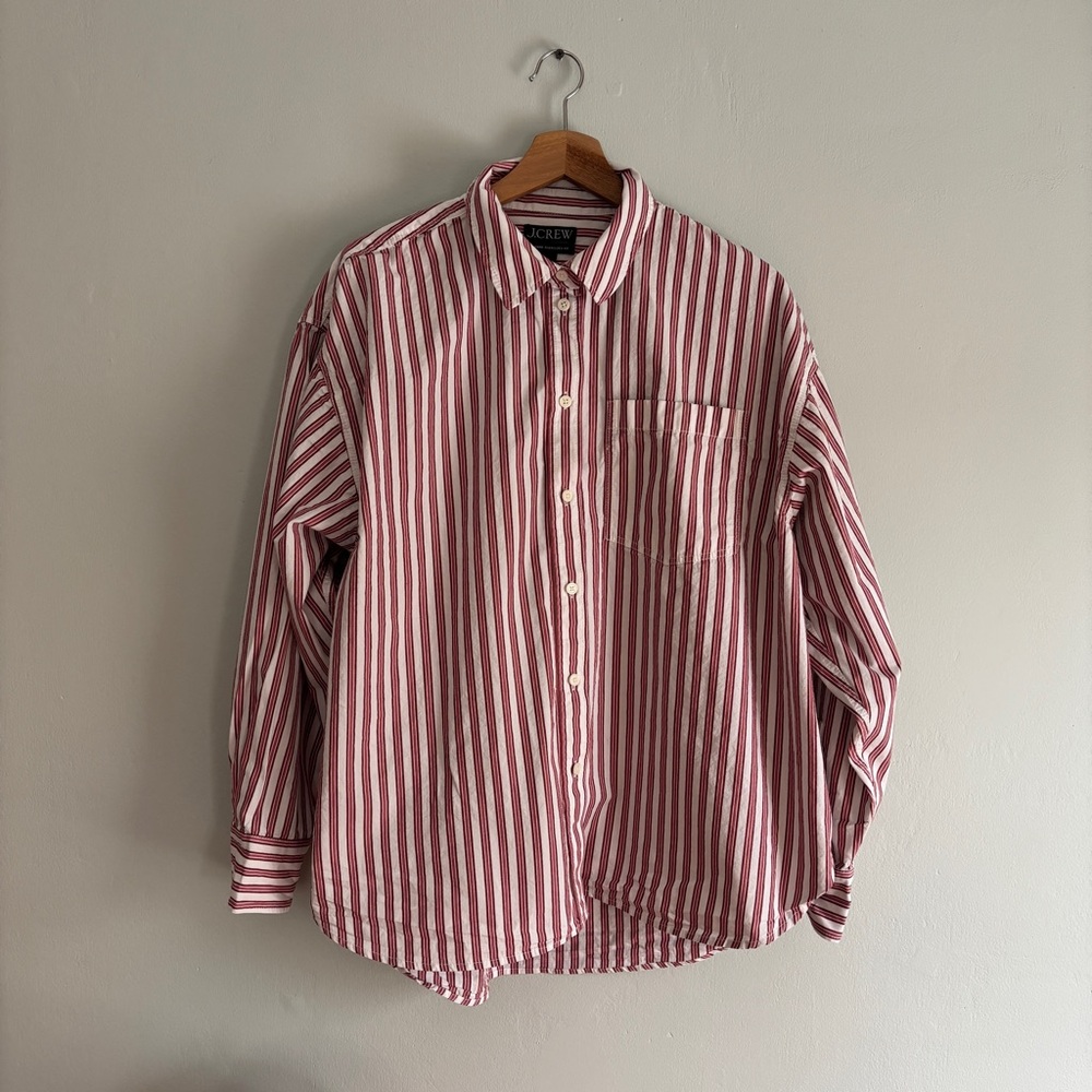 J. Crew Étienne oversized shirt Pink / Maroon and White Striped Button-Down